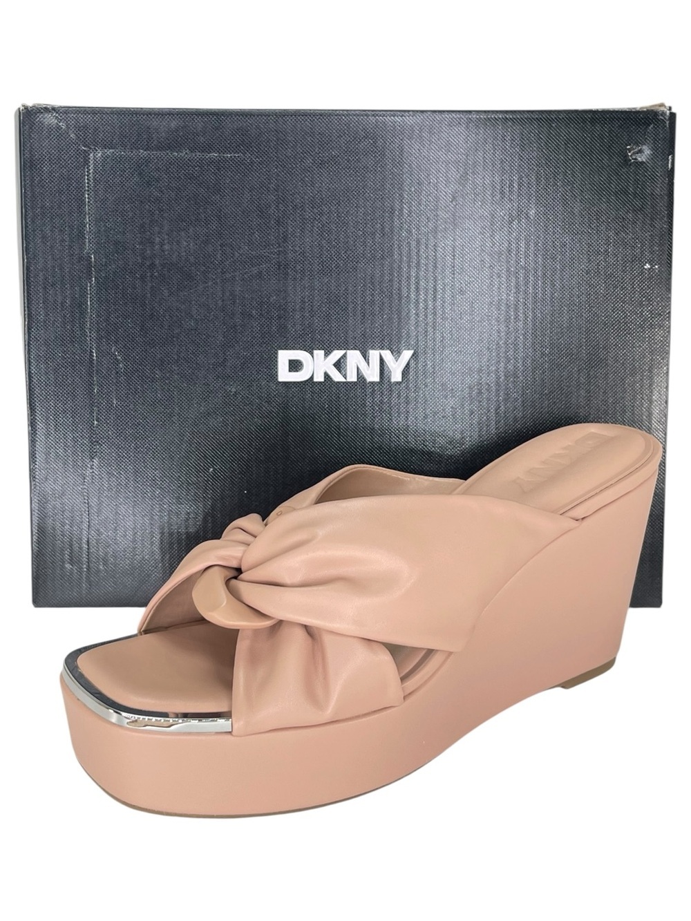 DKNY Maryn Chain Mauve Faux Leather Womens Wedge Sandals Size 10M - Picture 12 of 12